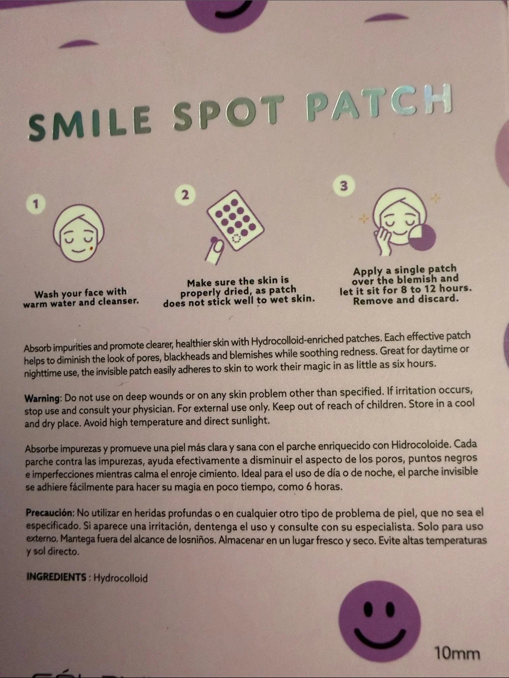Célavi Smile Spot Patch Hydrocolloid Acne Patches - Purple